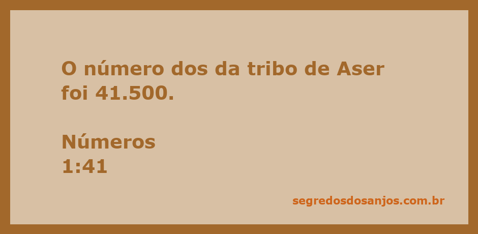 Número da tribo de Aser conforme Números 1:41, mostrando 41.500 membros.