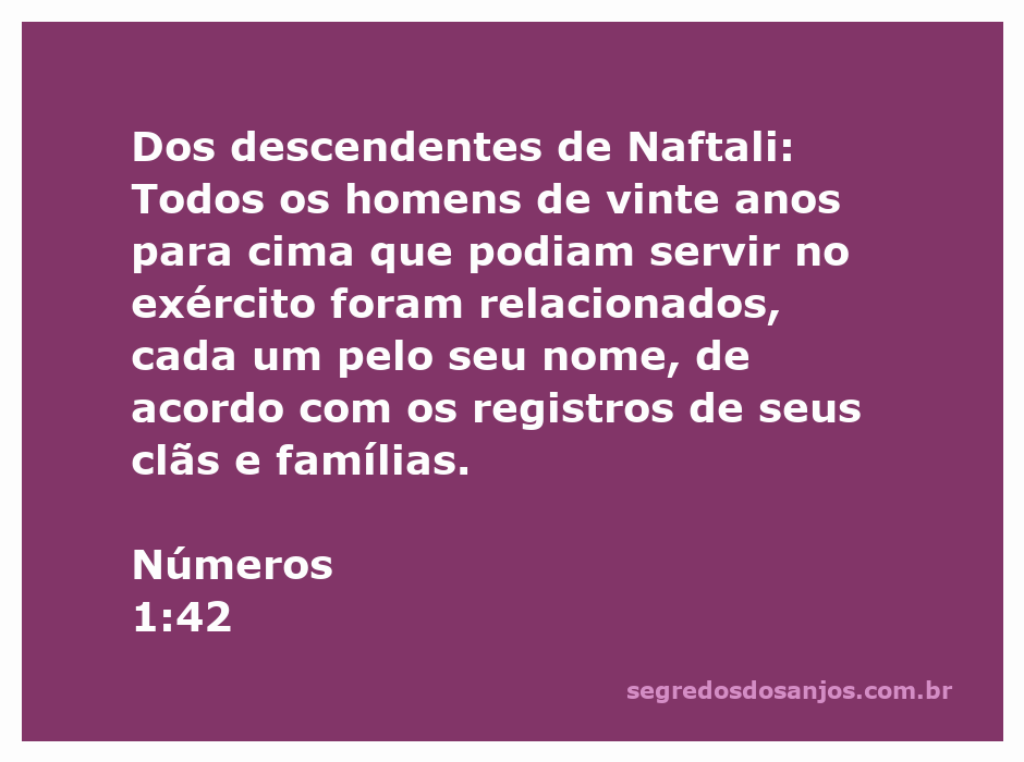 Homens da tribo de Naftali listados para serviço militar conforme Números 1:42 da Bíblia