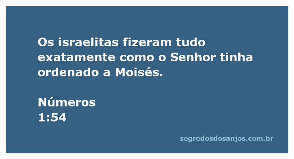 Os israelitas seguindo as ordens do Senhor conforme Moisés em Números 1:54.