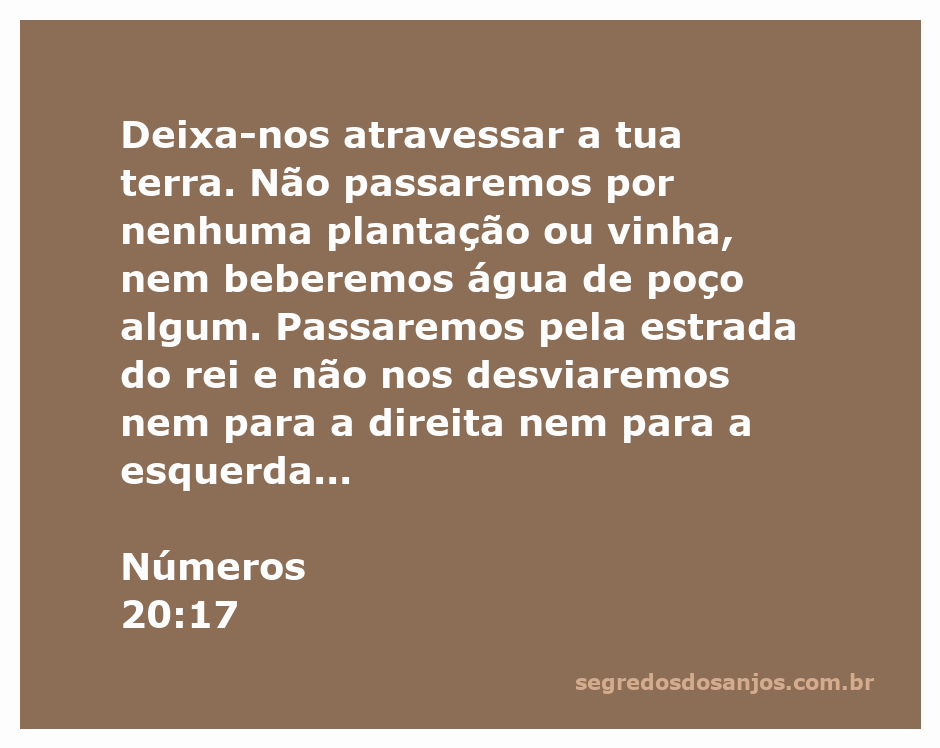 Imagem representando a passagem bíblica de Números 20:17 sobre a solicitação de passagem por uma terra.