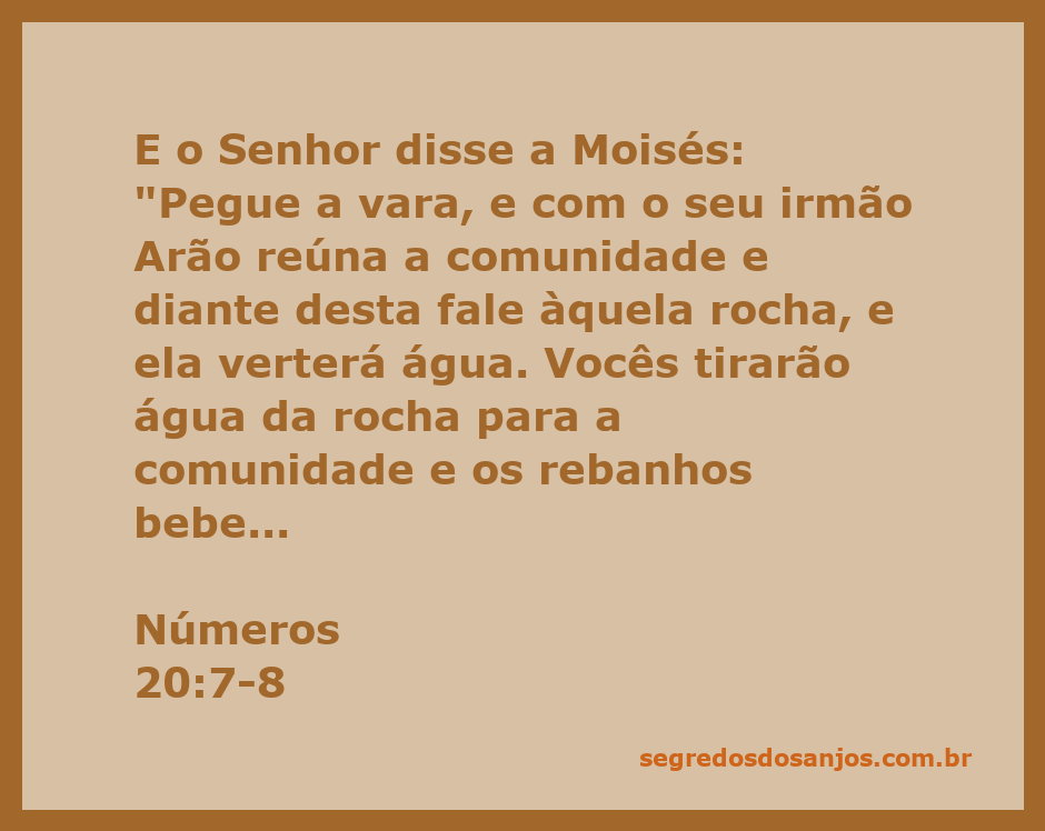 Moisés e Arão diante da rocha, onde a água é feita jorrar conforme a ordem do Senhor.