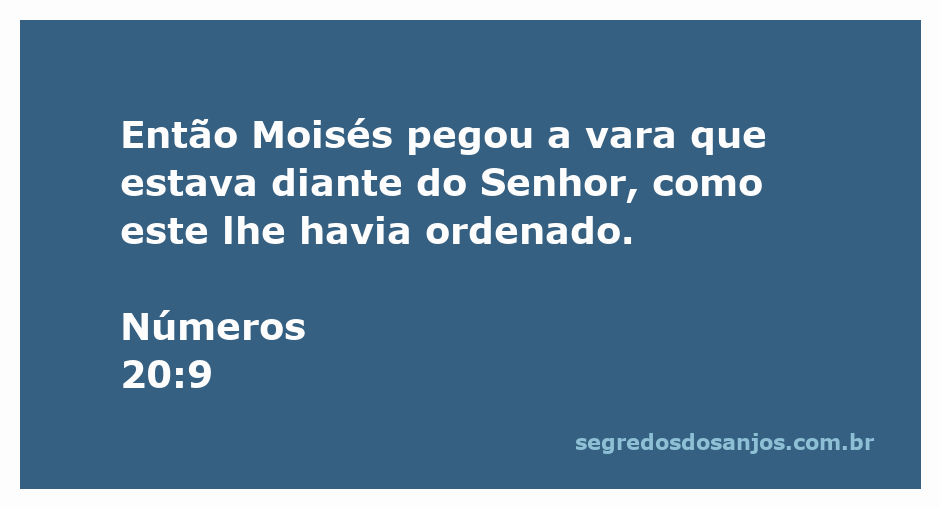 Moisés segurando a vara que Deus lhe ordenou em Números 20:9