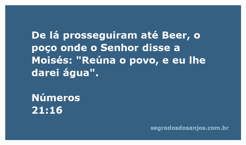 Moisés conduzindo o povo a Beer, onde Deus promete água