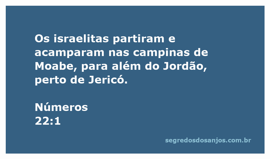 Os israelitas acampando nas campinas de Moabe, próximo ao Jordão e Jericó.