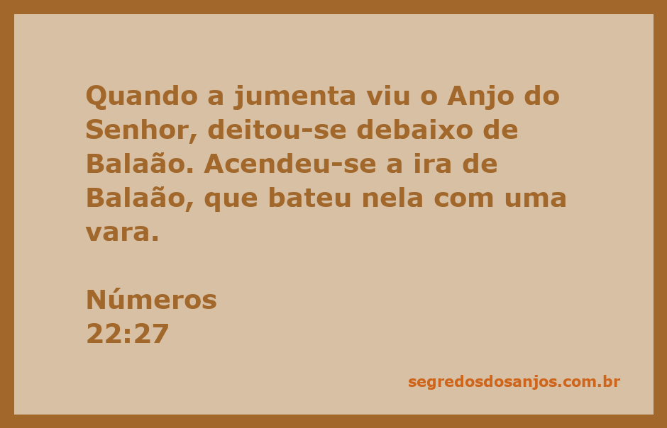 A jumenta deita-se sob Balaão ao ver o Anjo do Senhor