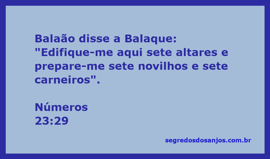 Balaão instruindo Balaque a construir sete altares com novilhos e carneiros