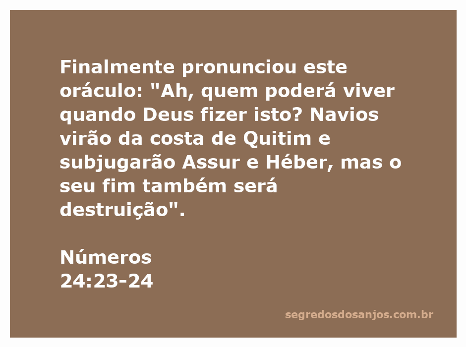 Ilustração do oráculo de Números 24:23-24, retratando a profecia sobre a destruição de Assur e Héber.
