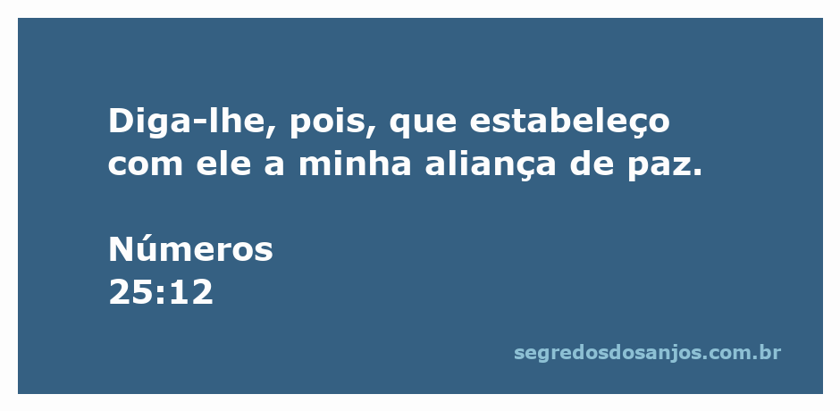 Versículo da Bíblia Números 25:12, onde Deus estabelece uma aliança de paz.