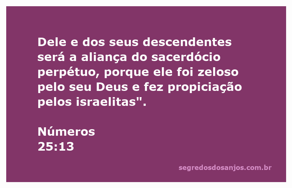Representação do versículo Números 25:13 sobre a aliança do sacerdócio perpétuo.