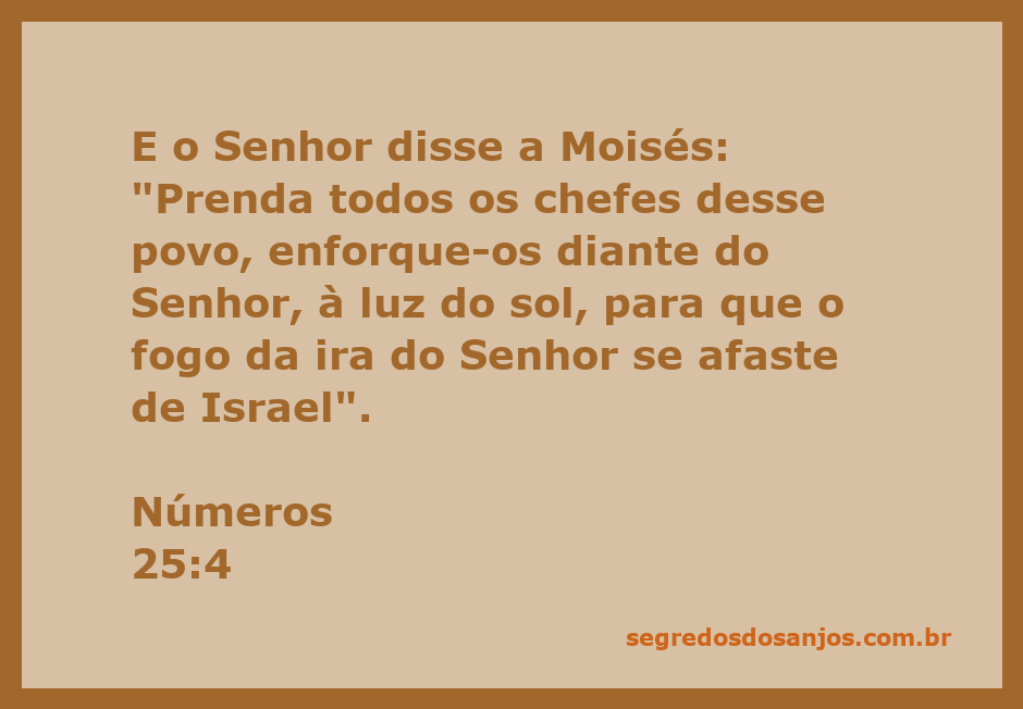 Moisés recebendo instruções de Deus sobre o destino dos chefes do povo de Israel, com a luz do sol iluminando a cena.