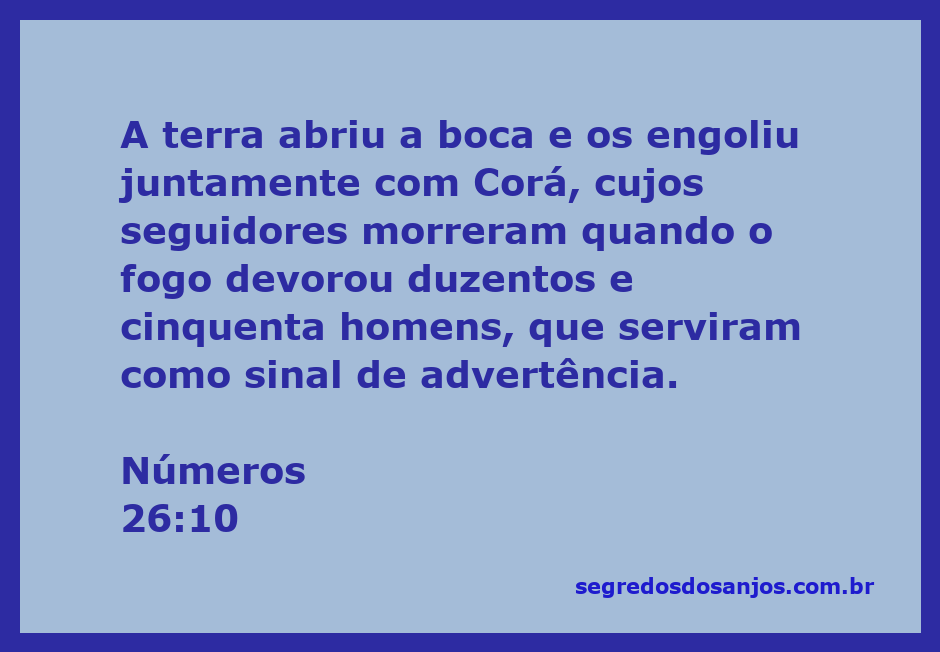 Ilustração da terra abrindo a boca para engolir Corá e seus seguidores, simbolizando a advertência divina.