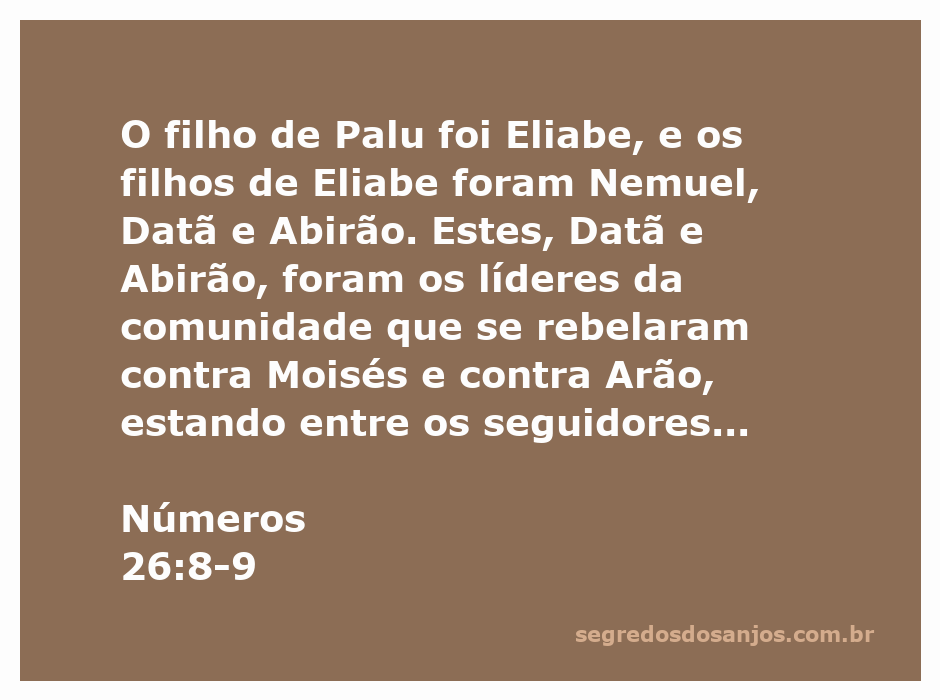 Ilustração da rebelião de Datã e Abirão contra Moisés e Arão, representando a passagem de Números 26:8-9.