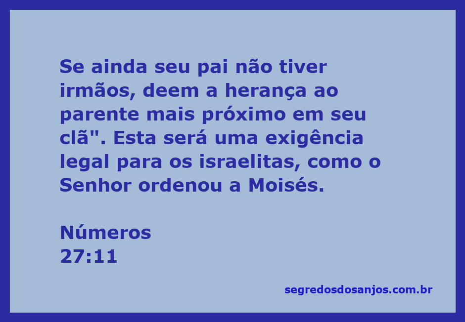 Ilustração do versículo Números 27:11 que fala sobre a herança entre os israelitas.