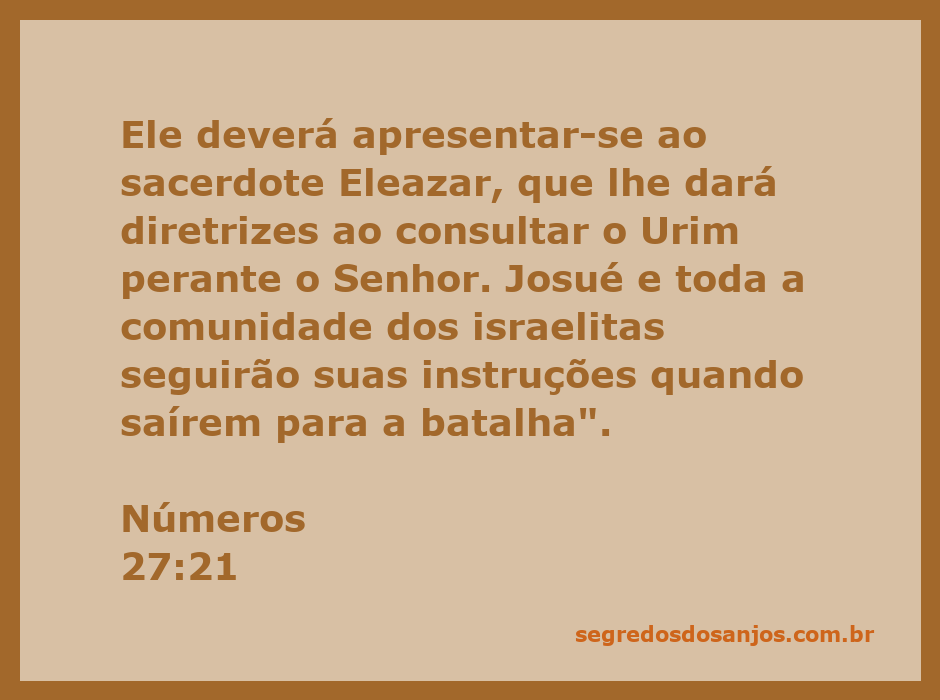 Josué recebendo diretrizes do sacerdote Eleazar usando o Urim, com a comunidade israelita ao fundo.