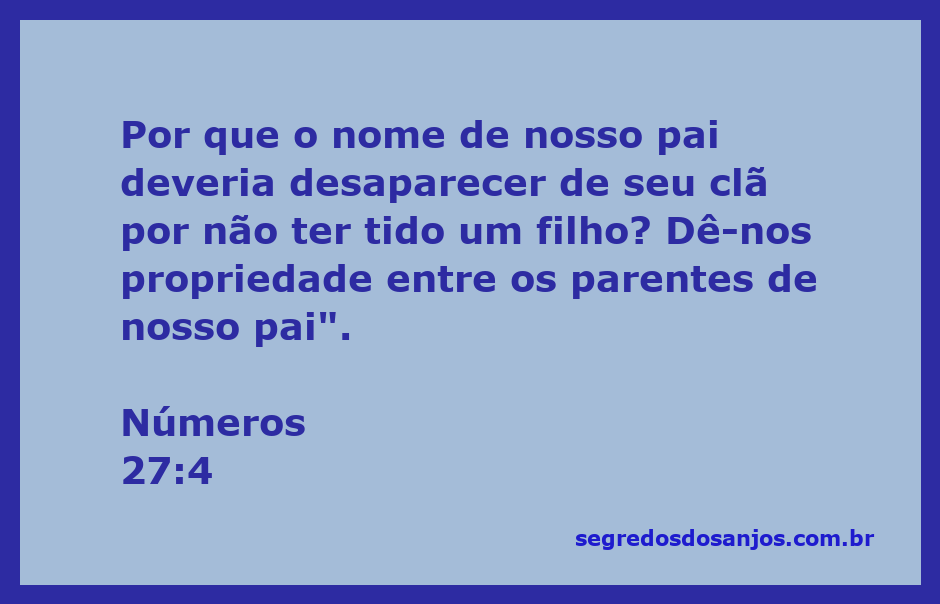 Mulheres da tribo de Manassés pedindo a Moisés a herança de seu pai, conforme Números 27:4.