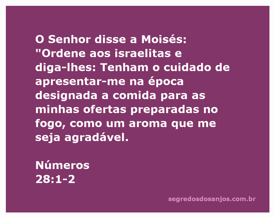 Imagem representativa da oferta de alimentos aos israelitas conforme Números 28:1-2.