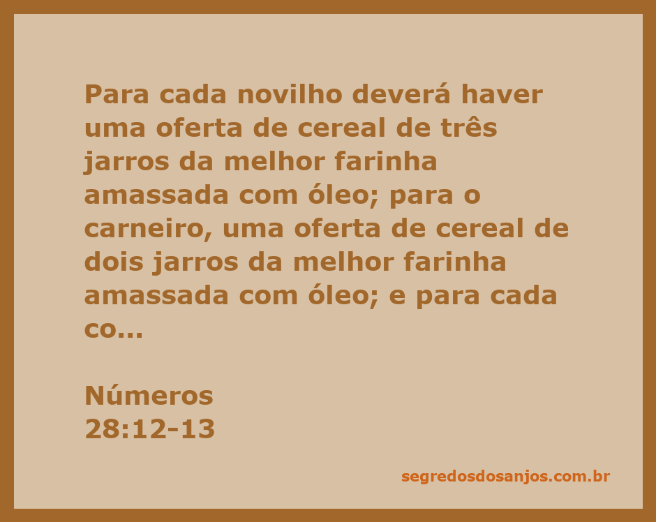 Imagem representativa da oferta de cereais mencionada em Números 28:12-13, incluindo novilhos, carneiros e cordeiros.