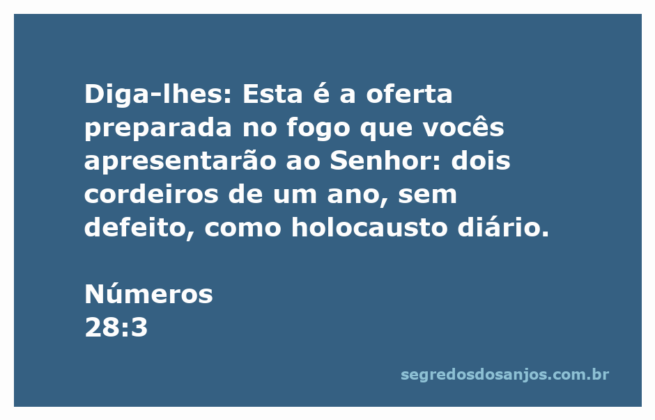 Imagem representando a oferta de dois cordeiros como holocausto diário conforme Números 28:3