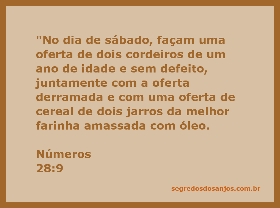 Oferta de cordeiros e cereais conforme Números 28:9