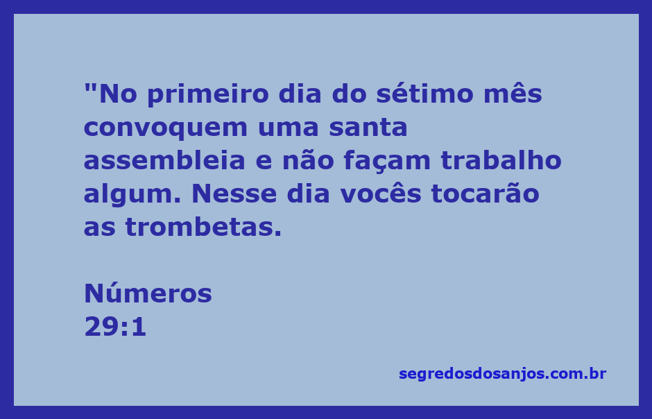 Ilustração da convocação para a santa assembleia no primeiro dia do sétimo mês conforme Números 29:1.