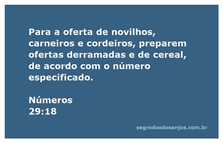 Oferta de novilhos, carneiros e cordeiros conforme Números 29:18.
