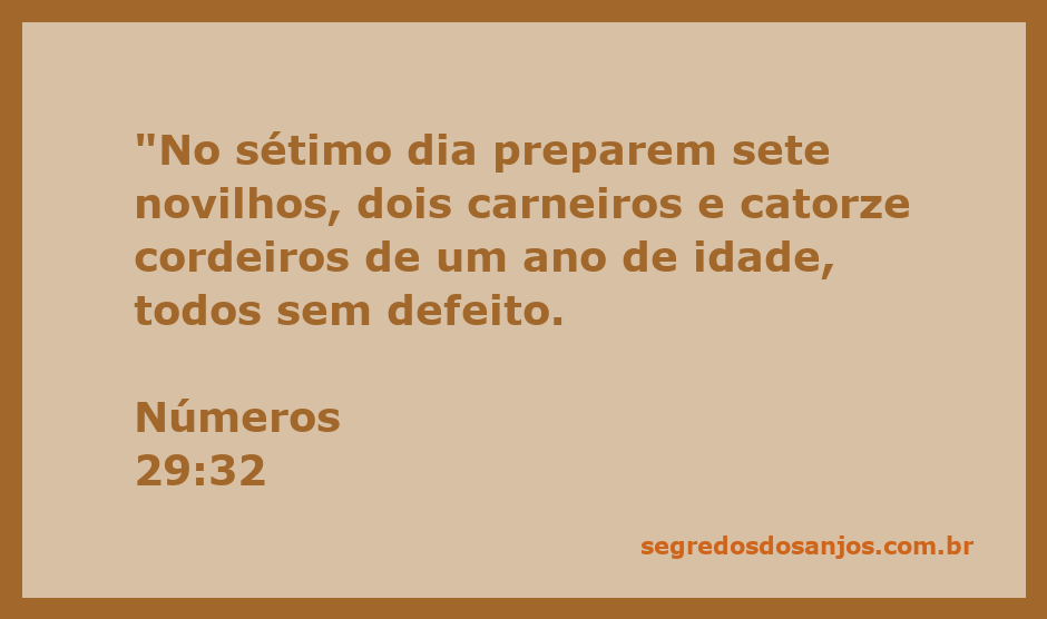 Oferta de sete novilhos, dois carneiros e catorze cordeiros conforme Números 29:32
