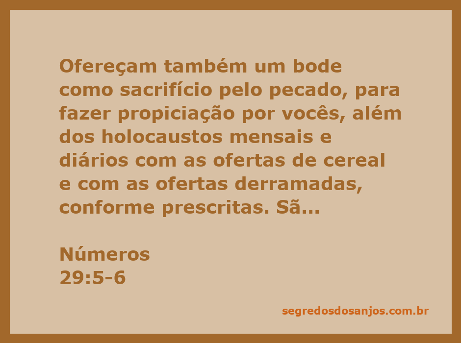 Ilustração do sacrifício do bode para propiciação, conforme Números 29:5-6.
