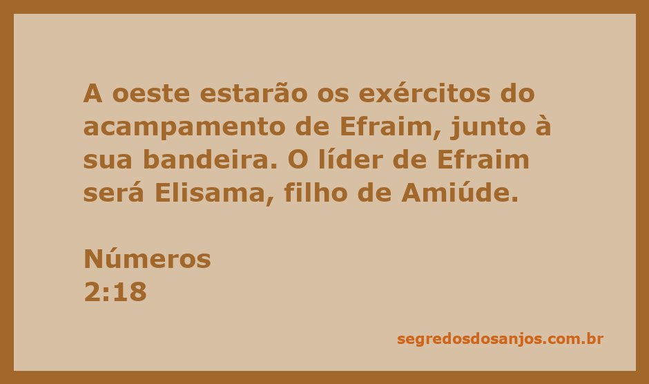 Representação dos exércitos do acampamento de Efraim na direção oeste, com a bandeira e o líder Elisama, filho de Amiúde.