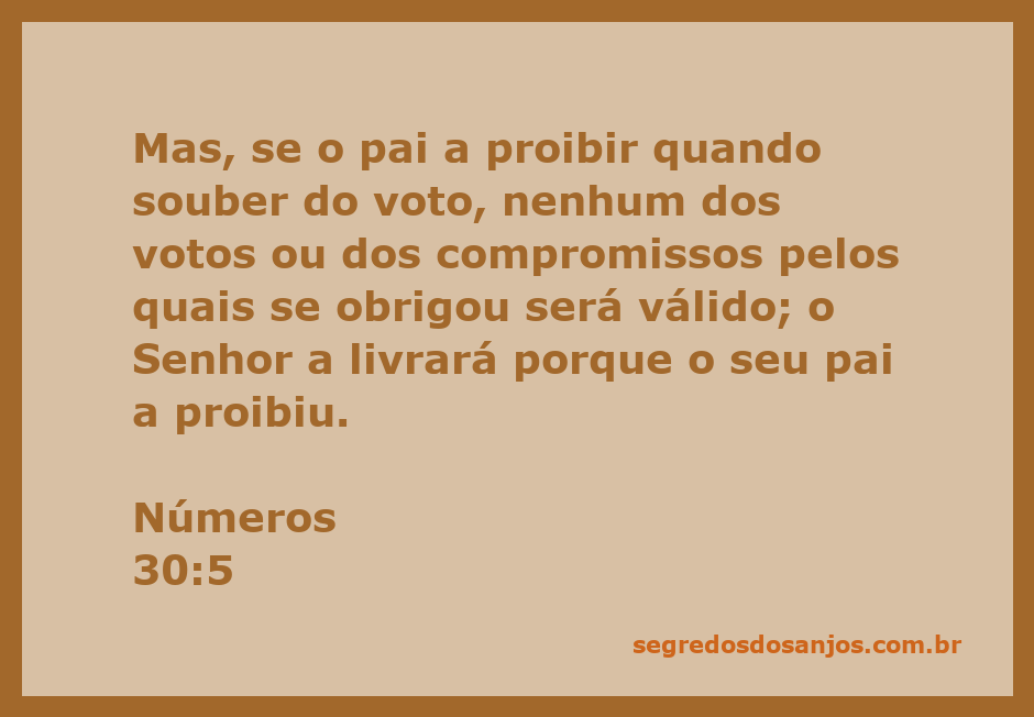Uma jovem mulher conversando com seu pai sobre seus votos e compromissos, representando o versículo de Números 30:5.