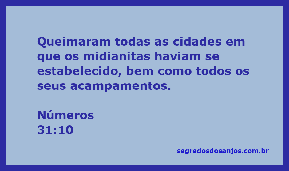 Imagem representando a destruição das cidades dos midianitas conforme Números 31:10.