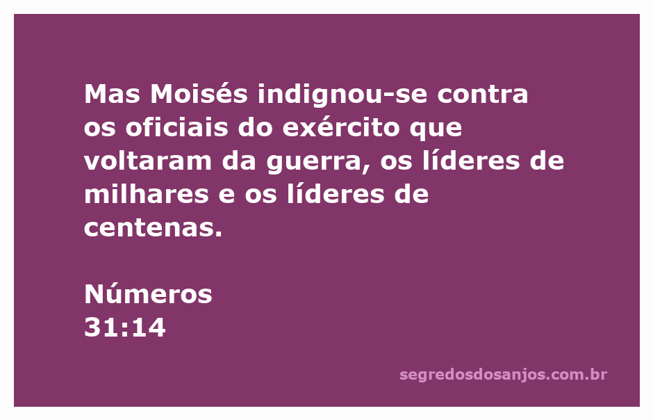Moisés expressando indignação contra os oficiais do exército após a guerra.