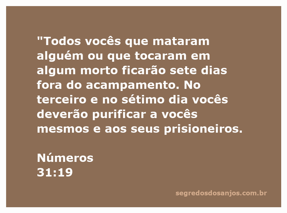 Ilustração da purificação mencionada em Números 31:19, com ênfase no cuidado ritual após o contato com mortos.