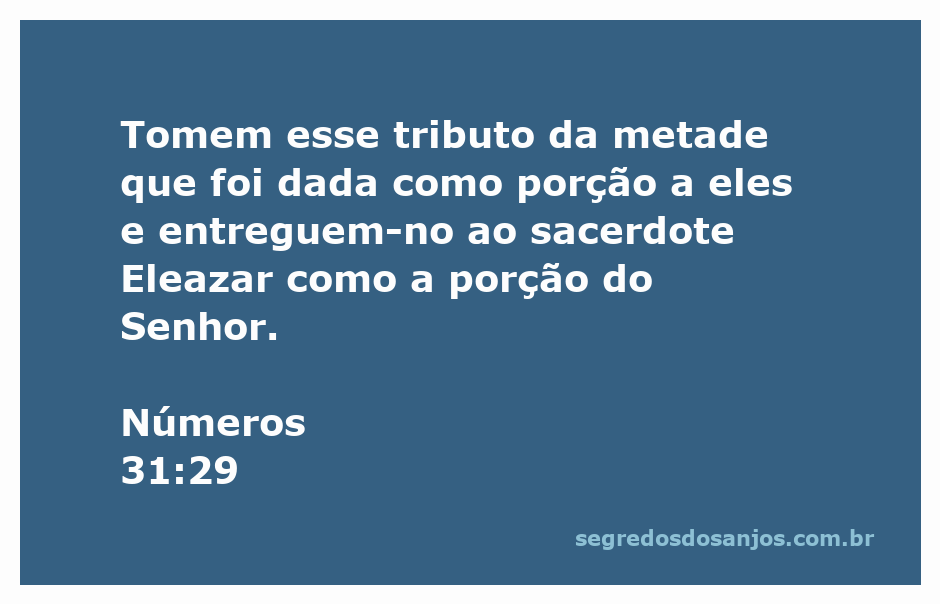 Tributo sendo entregue ao sacerdote Eleazar conforme instruído em Números 31:29.