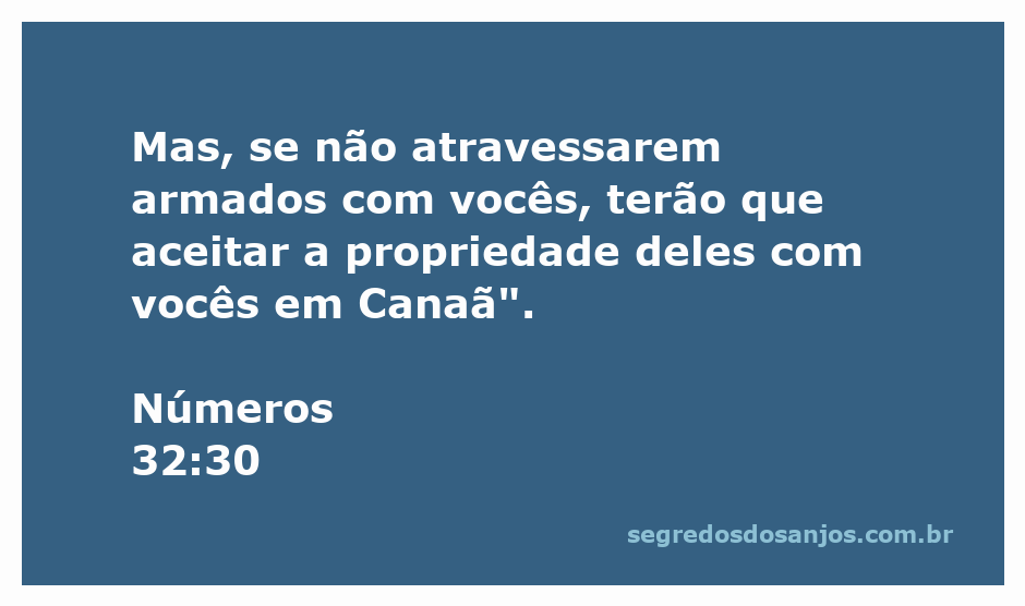 Ilustração da passagem bíblica Números 32:30 sobre a posse da terra de Canaã.