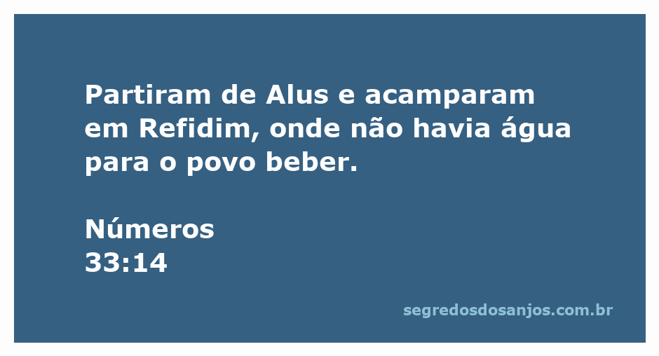 Ilustração da jornada do povo hebreu no deserto, destacando a passagem de Alus a Refidim sem água.