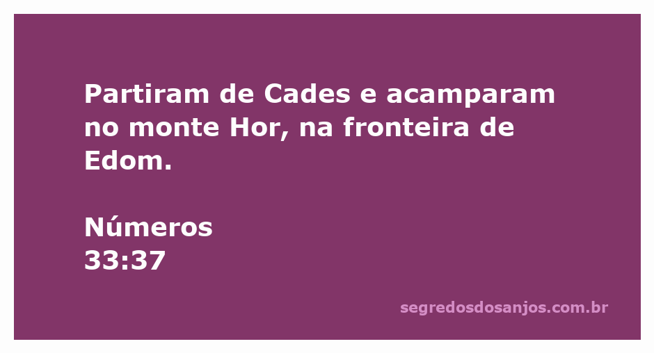 Imagem representando a jornada dos israelitas, partindo de Cades e acampando no monte Hor, próximo à fronteira de Edom.