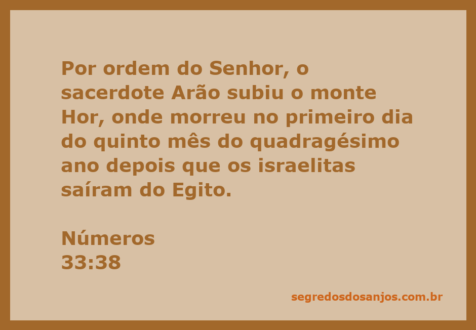 O sacerdote Arão subindo o monte Hor, simbolizando sua morte conforme a ordem do Senhor.