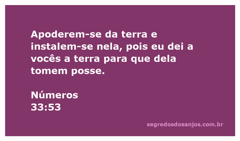 Imagem ilustrativa da Terra Prometida com referência ao versículo Números 33:53.
