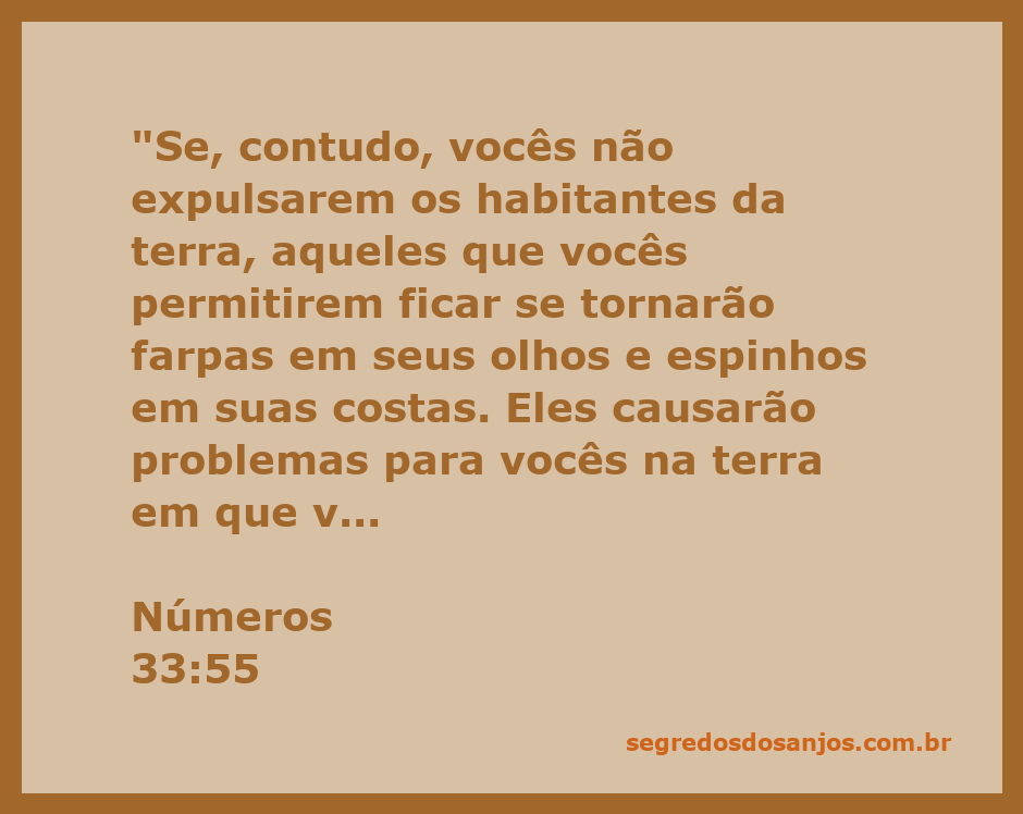 Imagem representativa da passagem bíblica Números 33:55, ilustrando a advertência sobre os habitantes da terra.