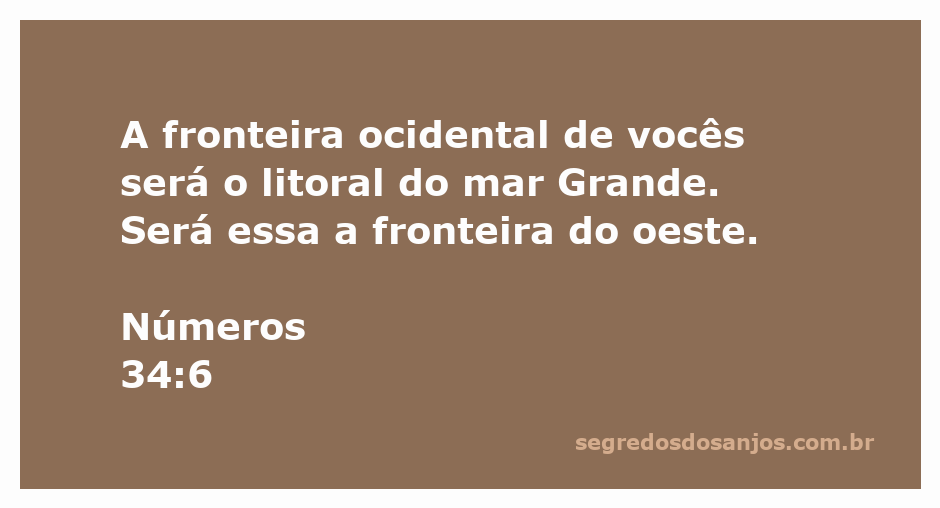 Mapa mostrando a fronteira ocidental de Israel conforme descrito em Números 34:6, destacando o litoral do mar Grande.