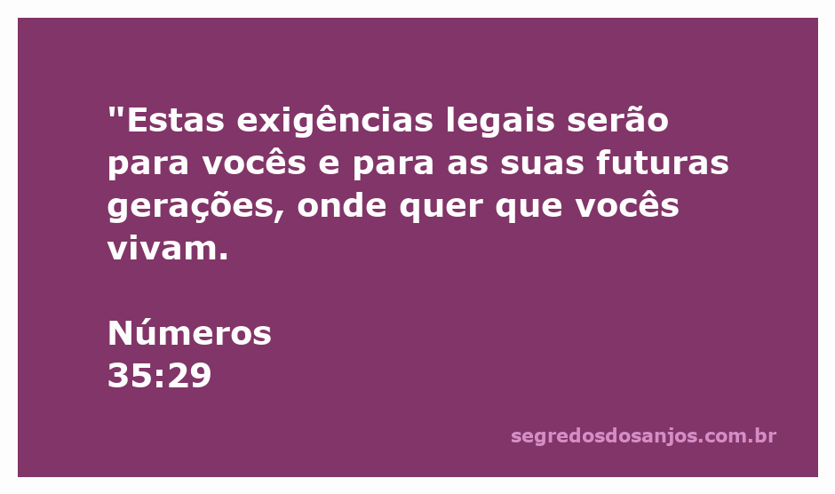 Ilustração da passagem bíblica Números 35:29, destacando a importância das exigências legais para as gerações futuras.