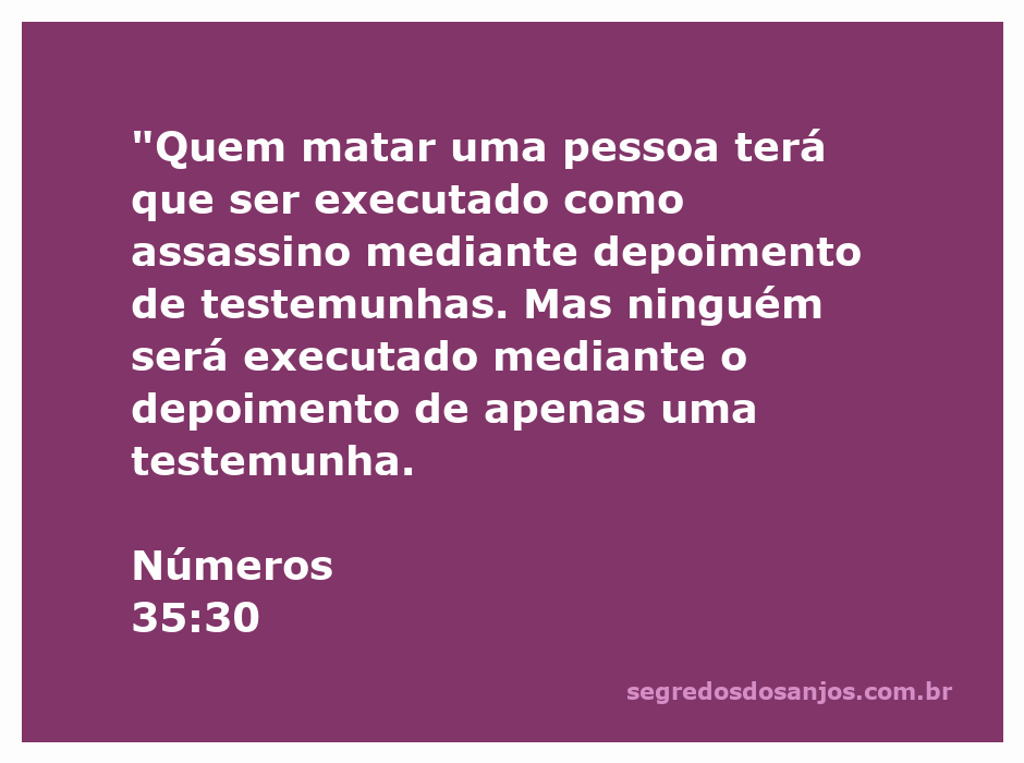 Ilustração da passagem bíblica Números 35:30 sobre a pena de morte e testemunhas.