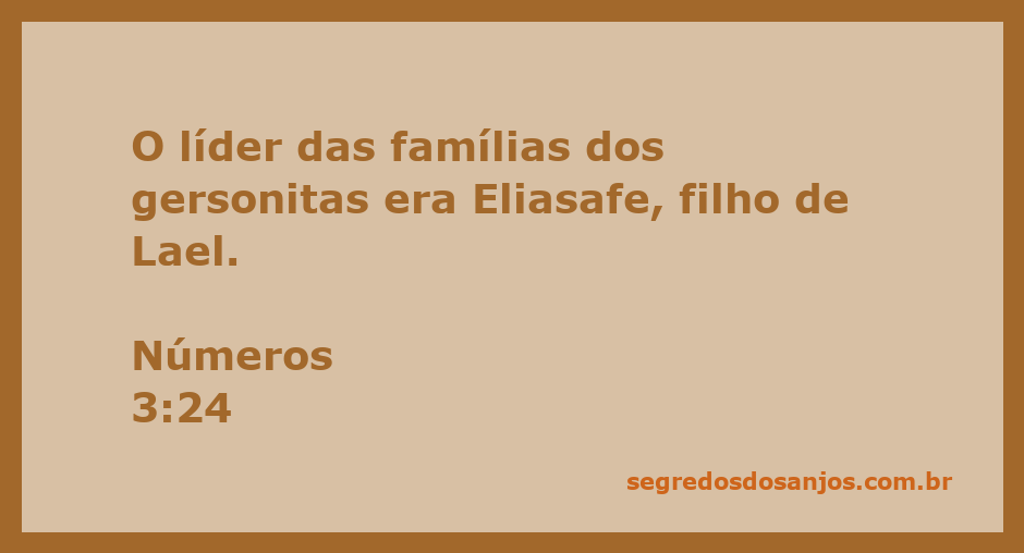 Líder das famílias dos gersonitas, Eliasafe, filho de Lael, mencionado em Números 3:24.