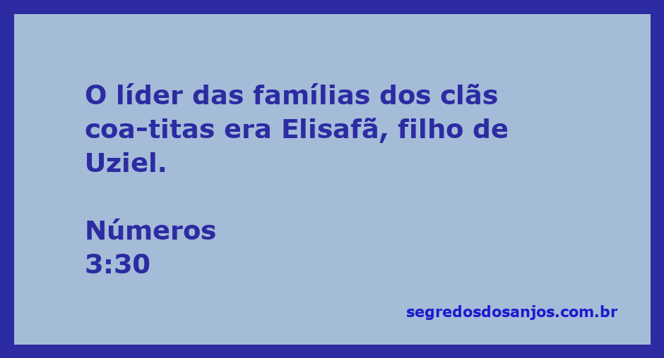 Imagem representativa do líder dos clãs coate, Elisafã, filho de Uziel, conforme Números 3:30.