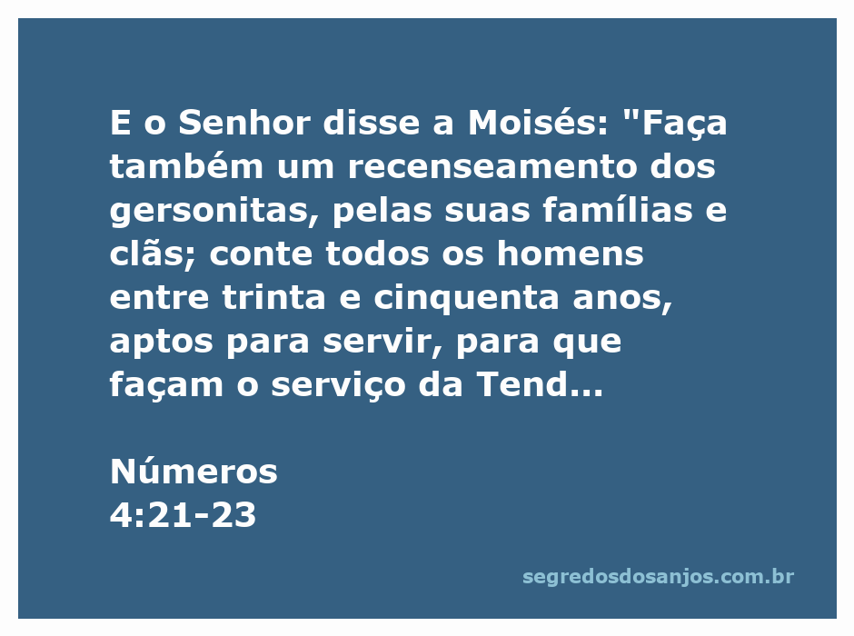 Moisés instruindo sobre o recenseamento dos gersonitas para o serviço da Tenda do Encontro.