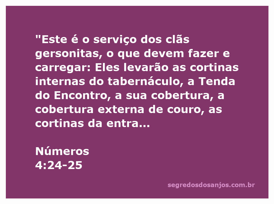 Ilustração do serviço dos clãs gersonitas levando as cortinas do tabernáculo conforme descrito em Números 4:24-25.