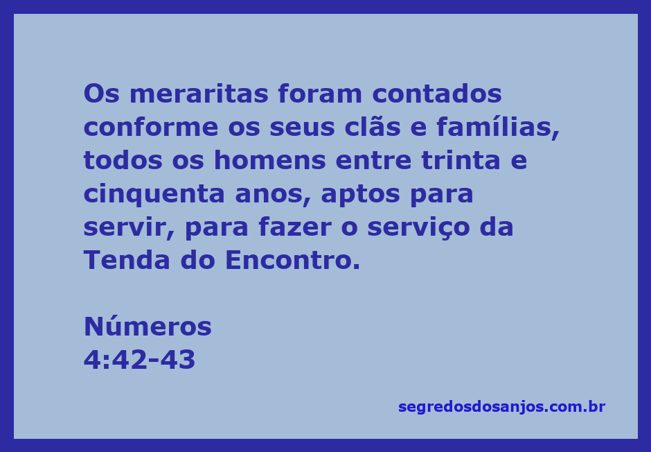 Ilustração dos meraritas da tribo de Levi, contados conforme seus clãs e famílias.