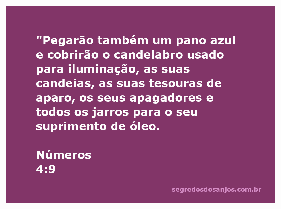 Candelabro coberto com um pano azul, simbolizando a proteção e o cuidado durante o transporte conforme Números 4:9.
