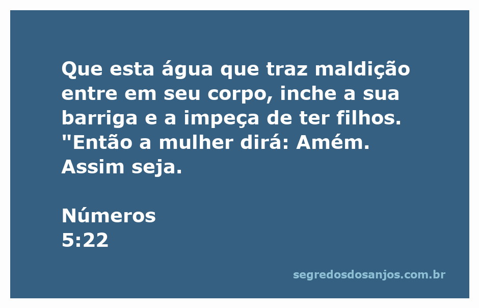 Imagem que representa a passagem bíblica Números 5:22 sobre a maldição e a resposta da mulher.