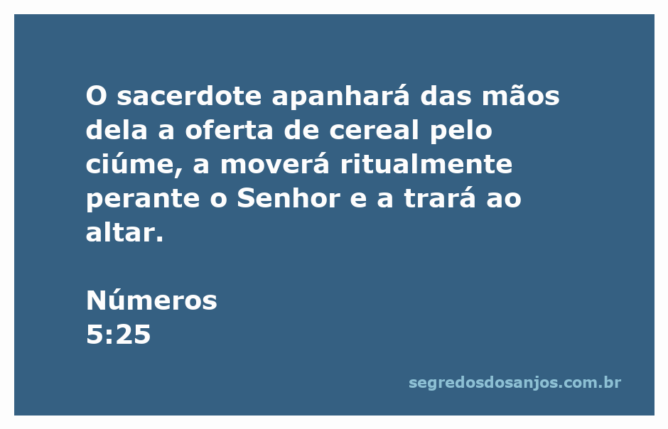 Sacerdote realizando ritual com oferta de cereal pelo ciúme segundo Números 5:25.